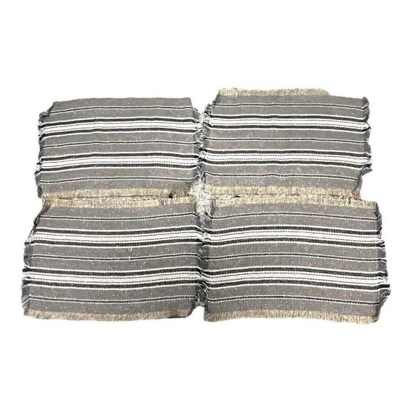 Cynthia Rowley Placemats Set Of 4 Jute Rustic Contemporary Gold Black 22”X 15” - Picture 3 of 7